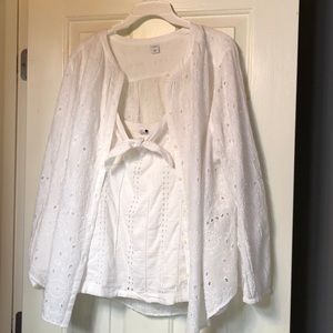 White eyelet tank & top/matching set